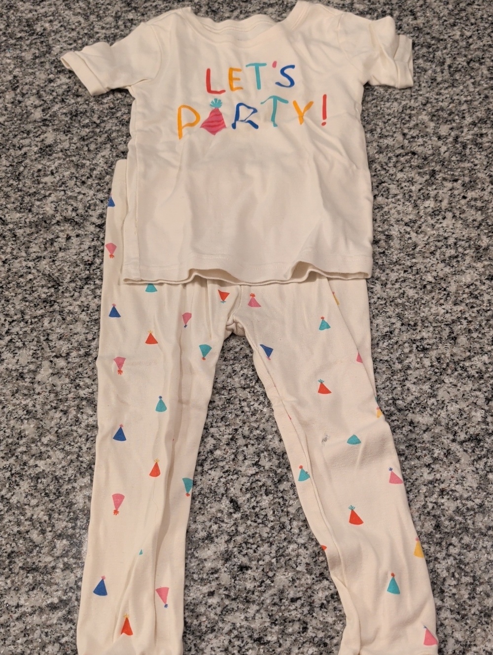 Old Navy Cream "Let's Party!" Kids Pajama Set with Multicolor Hats